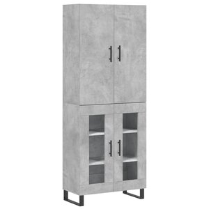 vidaXL Buffet haut Gris béton 69 5x34x180 cm Bois d'ingénierie