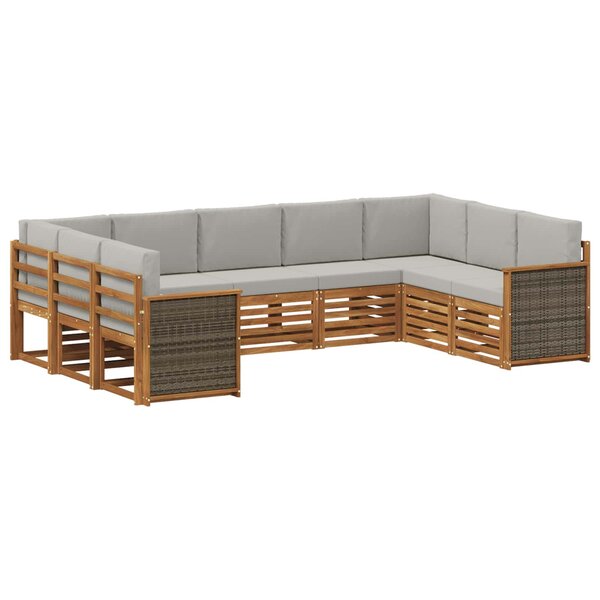 vidaXL Ensemble de canapés d'extérieur 7 pc Naturel et gris clair
