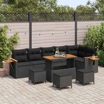 vidaXL Ensemble de canapé de jardin 10 Pièces Noir 110 x 55 x 71 cm