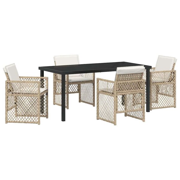 vidaXL Ensemble de salle à manger pour jardin 5 Pièces Beige polyrotin