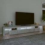 vidaXL Meuble TV avec lumières LED Gris béton 260x36 5x40 cm