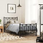 vidaXL Cadre de lit métal sans matelas avec pied de lit noir 90x200 cm