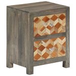 vidaXL Table de chevet Gris 40x30x50 cm Bois de manguier massif
