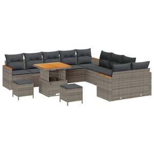 vidaXL Ensemble de canapé de jardin 13 Pièces Gris Poly rotin