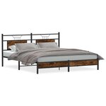 vidaXL Cadre de lit sans matelas chêne fumé 183x203 cm bois ingénierie