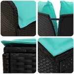 vidaXL Ensembles de meubles 7 Pièces Noir et turquoise Rotin PE