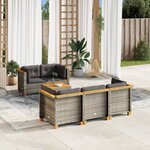 vidaXL Salon de jardin 6 Pièces avec coussins gris résine tressée