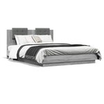 vidaXL Cadre de lit avec LED sans matelas sonoma gris 150x200 cm
