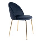 2 chaises de salle à manger en velours bleu avec pieds en laiton