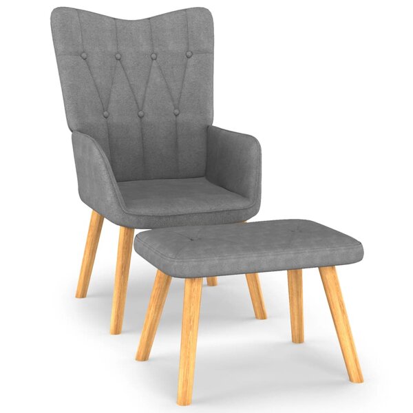 vidaXL Chaise de relaxation avec tabouret Gris foncé Tissu