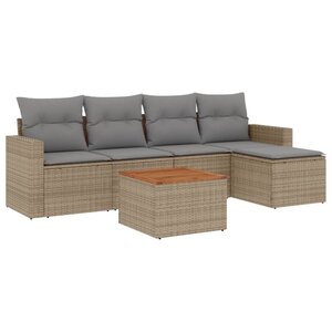 vidaXL Salon de jardin avec coussins 6Pièces mélange beige résine tressée