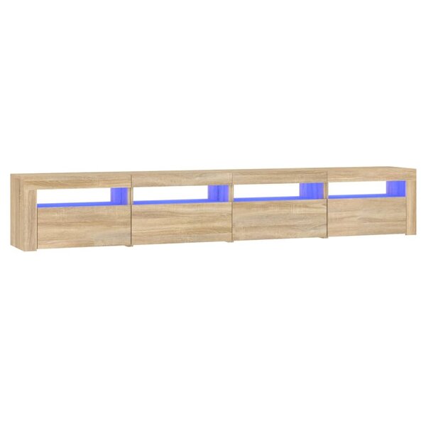 vidaXL Meuble TV avec lumières LED Chêne sonoma 240x35x40 cm