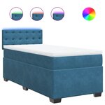 vidaXL Sommier à lattes de lit avec matelas bleu 90x200 cm velours