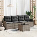 vidaXL Ensemble de canapé de jardin 5 Pièces Gris 55 x 55 x 37 cm