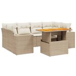 vidaXL Salon de jardin avec coussins 7 Pièces beige résine tressée