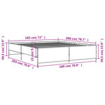 vidaXL Cadre de lit chêne fumé 180x200 cm bois d'ingénierie et métal