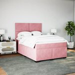 vidaXL Sommier à lattes de lit avec matelas Rose 140x200 cm Velours