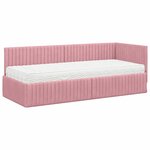 vidaXL Cadre de lit d'angle avec matelas 2 Pièces Gris Velours
