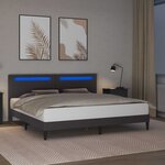 vidaXL Cadre de lit avec bandes LED Gris 200 x 200 cm Simili cuir