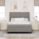 vidaXL Lit à ressort LED avec matelas Taupe 140 x 200 cm tissu
