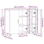 vidaXL Buffet Sonoma gris 55.5 x 29 x 100 cm Bois d'ingénierie