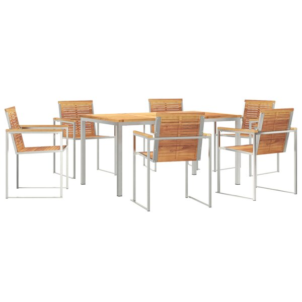 Ensemble salle à manger jardin 7 pièces vidaXL en teck massif