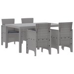 vidaXL Ensemble de 5 pièces de Salle à Manger de Jardin avec Coussin Gris Clair Rattan Poly