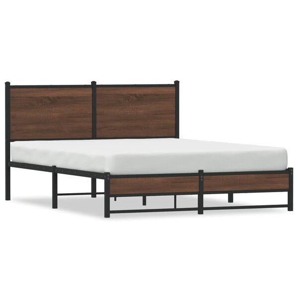 vidaXL Cadre de lit en métal sans matelas chêne marron 140x200 cm