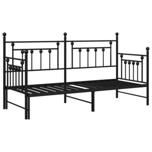 vidaXL Cadre de lit de jour avec tête de lit Noir 75 x 190 cm Acier