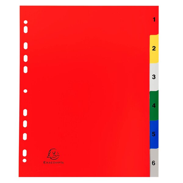 Intercalaires Imprimés Numériques Polypropylène 12/100e - 6 Positions - A4 Maxi - Assorties Vives - X 20 - Exacompta