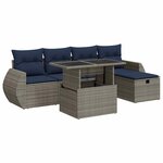 vidaXL Salon de jardin avec coussins 6Pièces gris résine tressée acacia