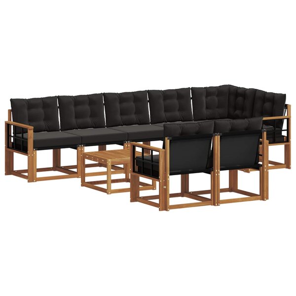 vidaXL Ensemble de canapés d'extérieur 9 Pièces Naturel et Noir