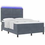 vidaXL Lit à ressort LED avec matelas Gris foncé 140 x 200 cm tissu