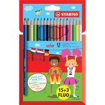 Etui carton de 18 Crayons color 15+3 FLUO STABILO