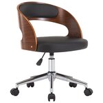 vidaXL Chaise pivotante de bureau Noir Bois courbé et similicuir