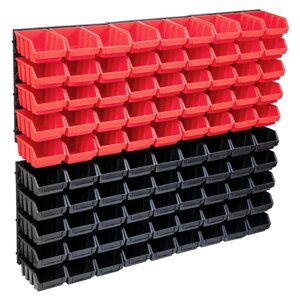 vidaXL Kit de bacs de stockage et panneaux muraux 96 Pièces Rouge et noir