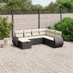 vidaXL Salon de jardin 7 Pièces avec coussins noir résine tressée