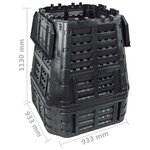 vidaXL Composteur de jardin Noir 93 3x93 3x113 cm 740 L