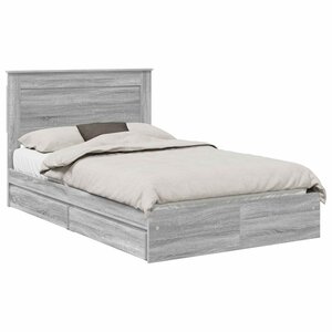 vidaXL Lit de Rangement Gris Sonoma 135 x 190 cm Bois d'ingénierie