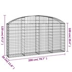 vidaXL Panier de gabions arqué 200x30x100/120 cm Fer galvanisé