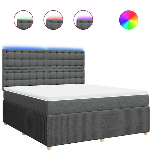 vidaXL Sommier à lattes de lit avec matelas Gris foncé 180x200cm Tissu