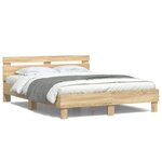 vidaXL Cadre de lit avec tête de lit et LED chêne sonoma 140x190 cm
