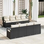 vidaXL Ensemble de canapé de jardin 7 Pièces Noir  Crème 55 x 55 x 37 cm