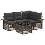 vidaXL Ensemble de canapé de jardin 5 Pièces Gris polyrotin