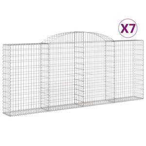 vidaXL Paniers à gabions arqués 7 Pièces 300x30x120/140 cm fer galvanisé