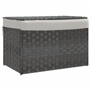 vidaXL Panier à linge avec couvercle gris 55 5x35x34 cm résine tressée