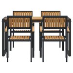vidaXL Ensemble de salle à manger pour jardin 5 Pièces Noir et marron