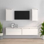 vidaXL Meubles TV 4 Pièces Blanc Bois massif de pin