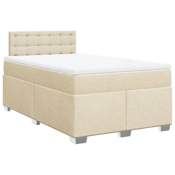 vidaXL Sommier à lattes de lit avec matelas Crème 120x200 cm Tissu