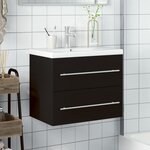 vidaXL Armoire lavabo de salle de bain avec bassin intégré noir